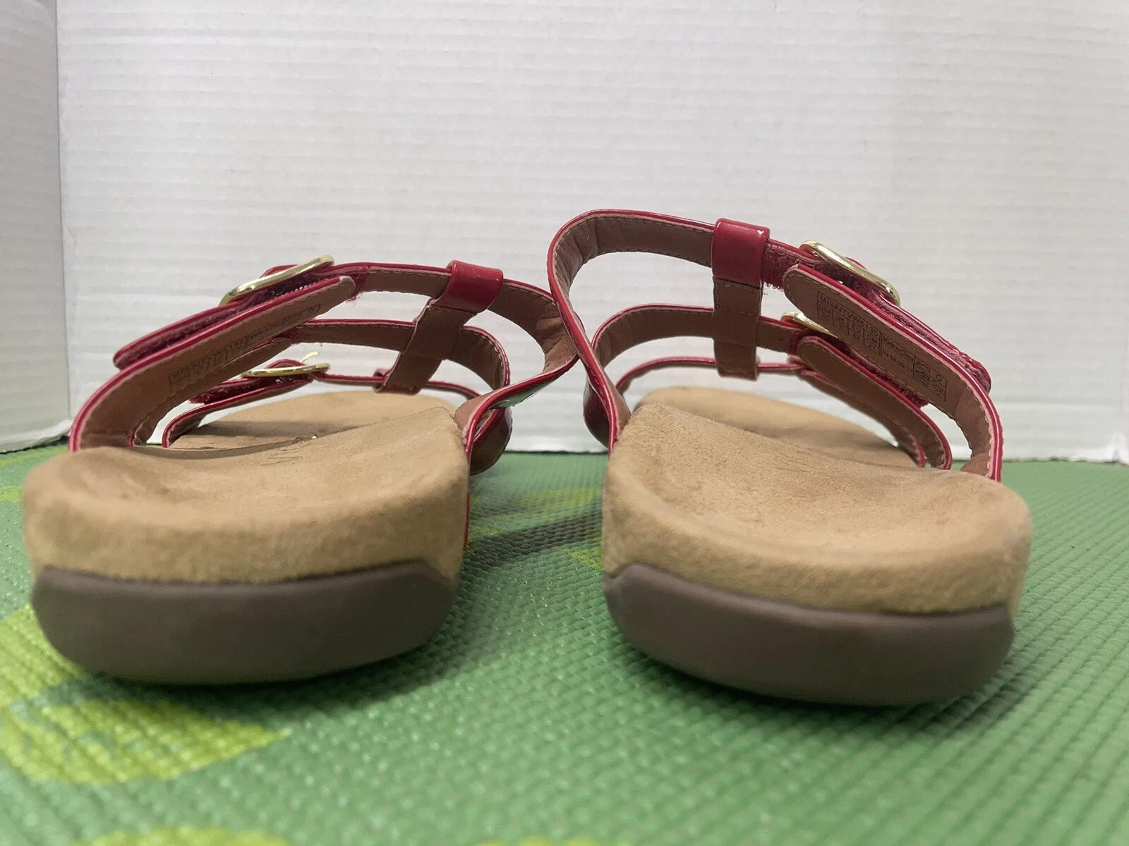 Vionic Misa Sandal Slides Red Leather Adjustable TVW5135 Women Size US 10 M  42