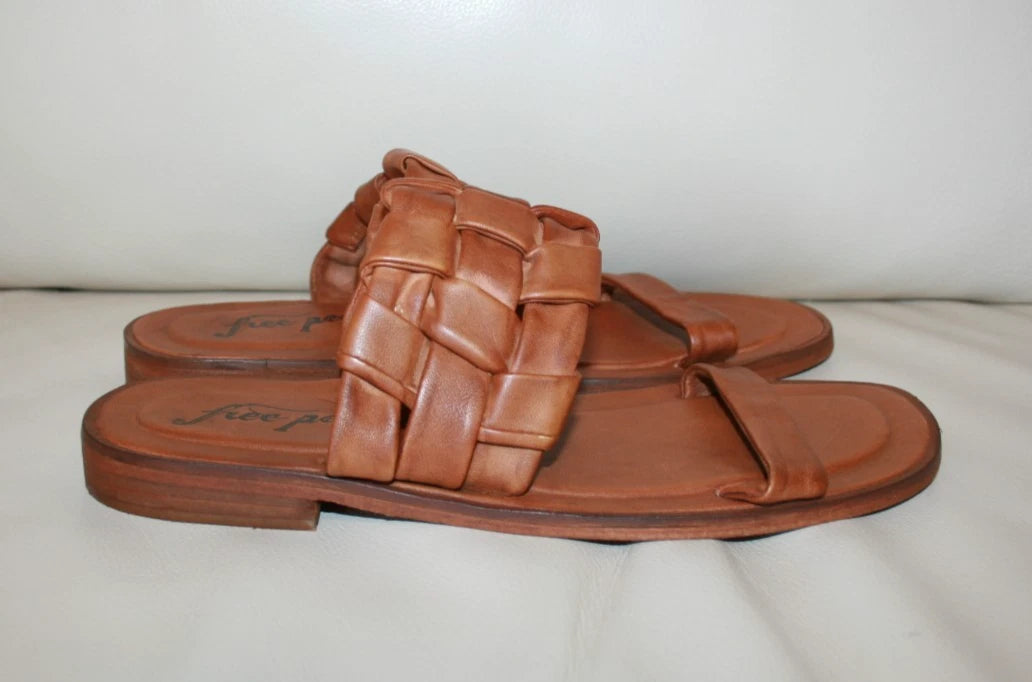 NEW  Free People Winding River Leather Slip On Slide Sandal  sz 37