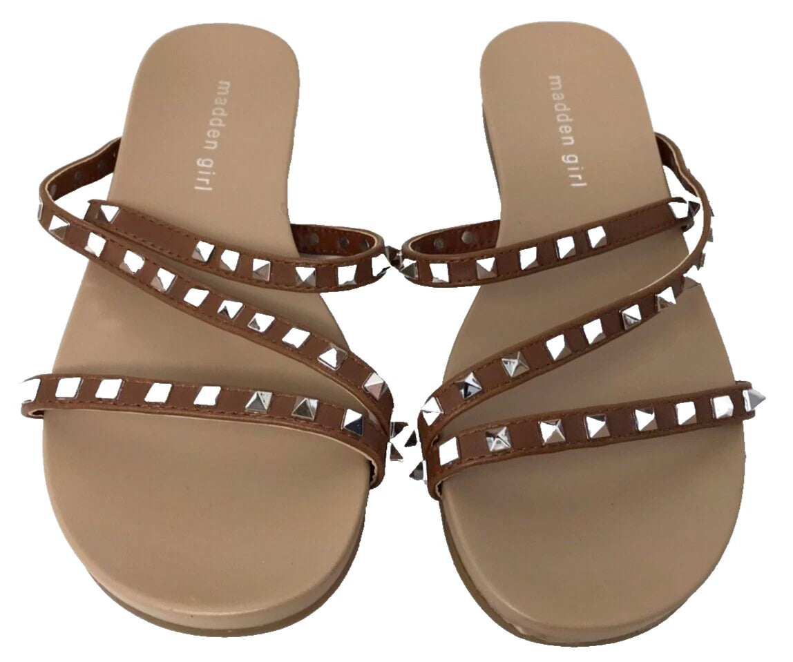 Madden Girl Women's Candy Slip On Comfort Slide Sandals Brown Size:8 195Q