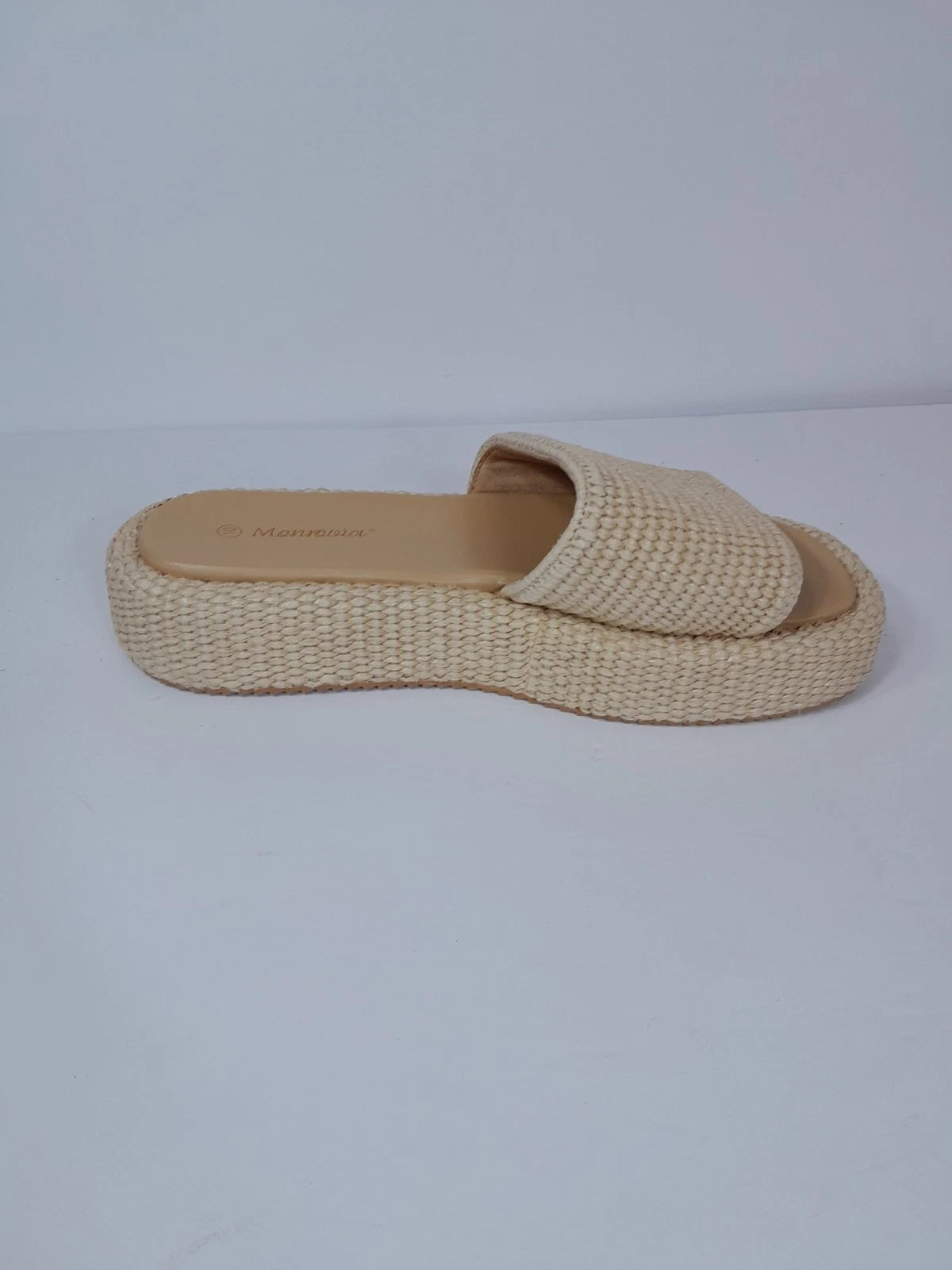 Platform Sandals Raffia Espadrilles Slip On Slides,  Summer Sz 10