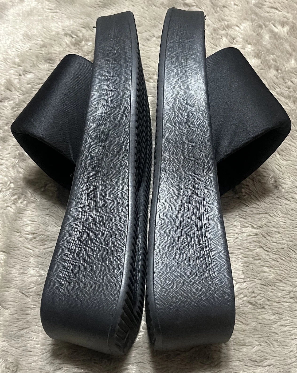 Sole Mates Black Slip On Platform Wedge Slides Sandals Womens Size 6