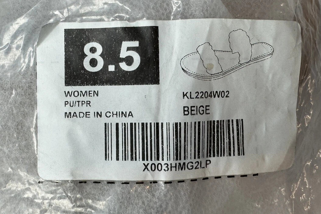 KOLILI Womens Flat Slide Sandals, Summer Fashion Comfy Style - Size 8.5 - Beige