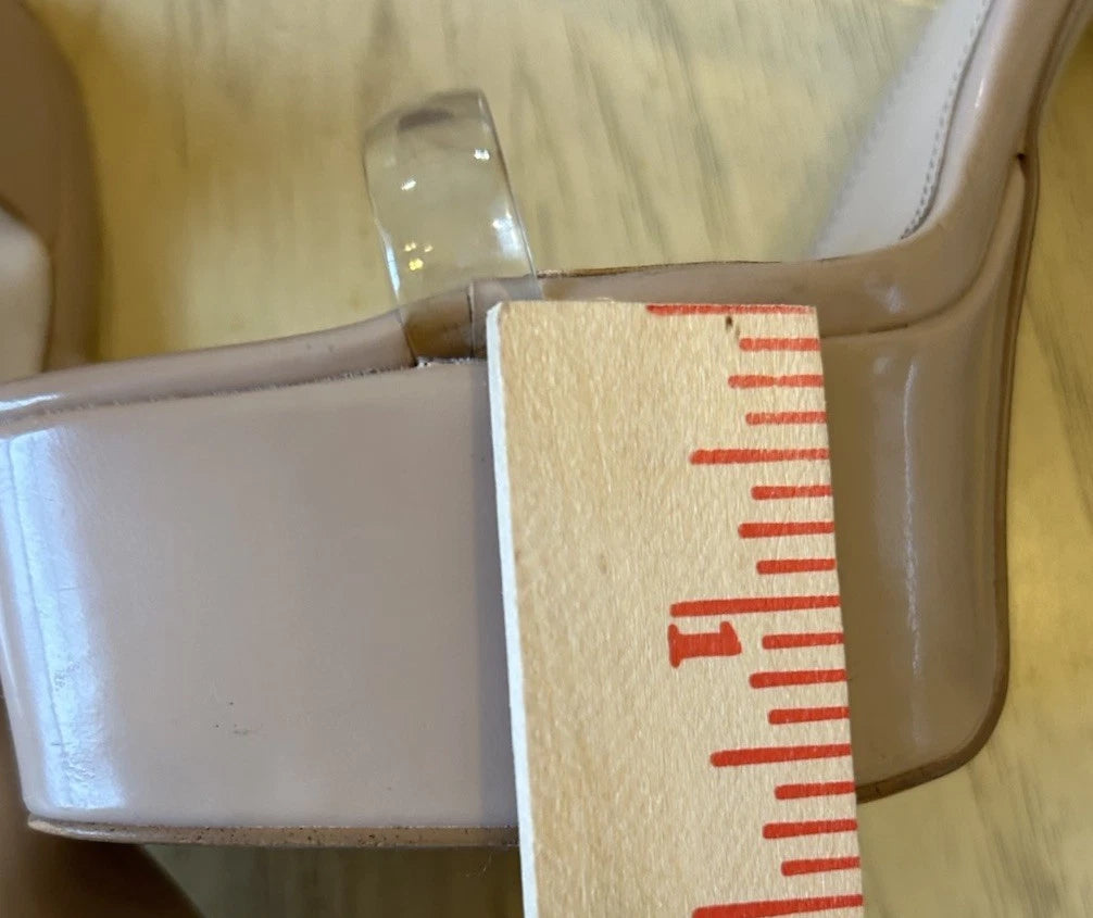 VTG Steve Madden Platforms Y2K Style Clear Nude Heels Chunky Retro Zayne Size 7