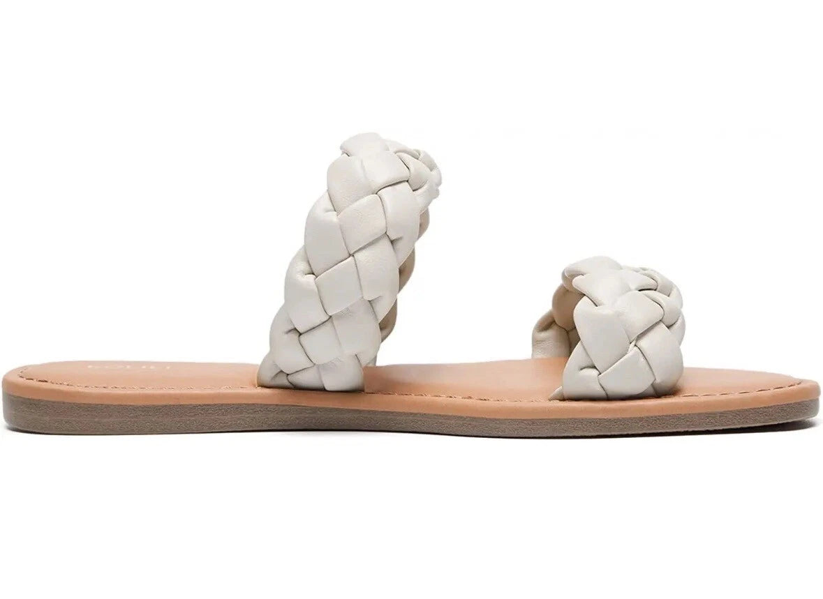 KOLILI Womens Flat Slide Sandals, Summer Fashion Comfy Style - Size 8.5 - Beige