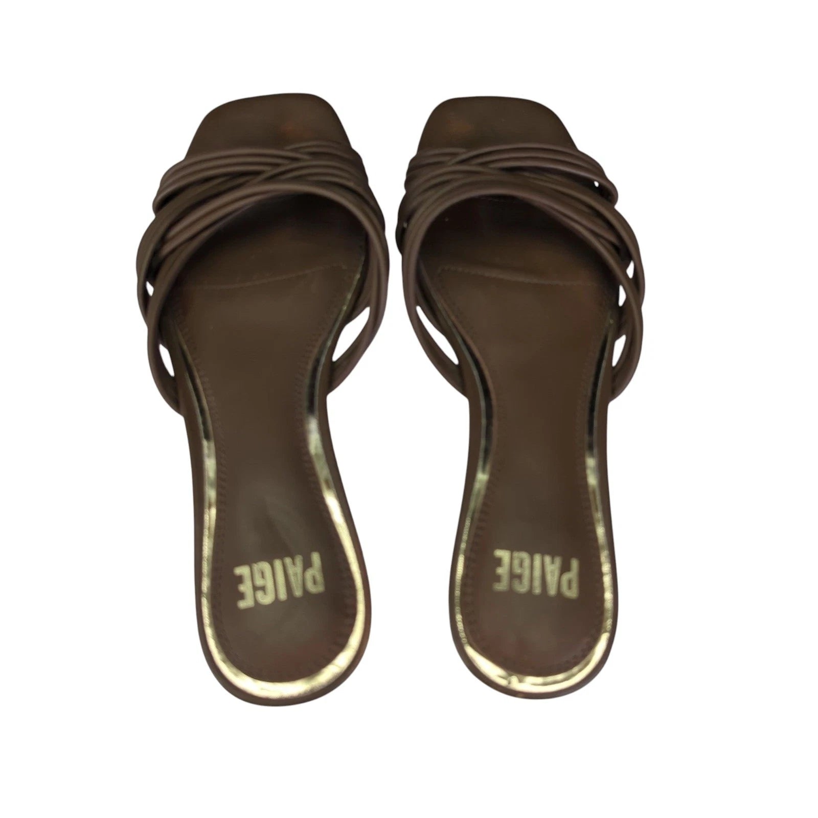 Paige Dina Slide Sandal Womens 8 Brown Leather Square Toe Criss Cross Strappy