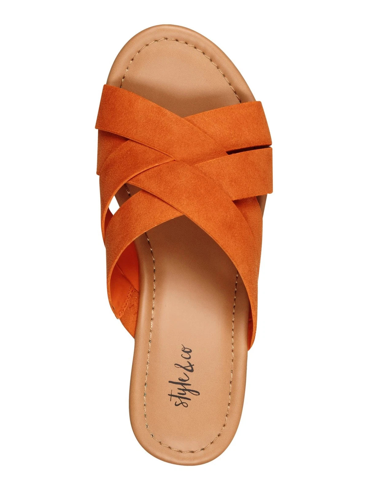 STYLE & COMPANY Womens Orange Violettee Wedge Slide Sandals Shoes 9.5 M