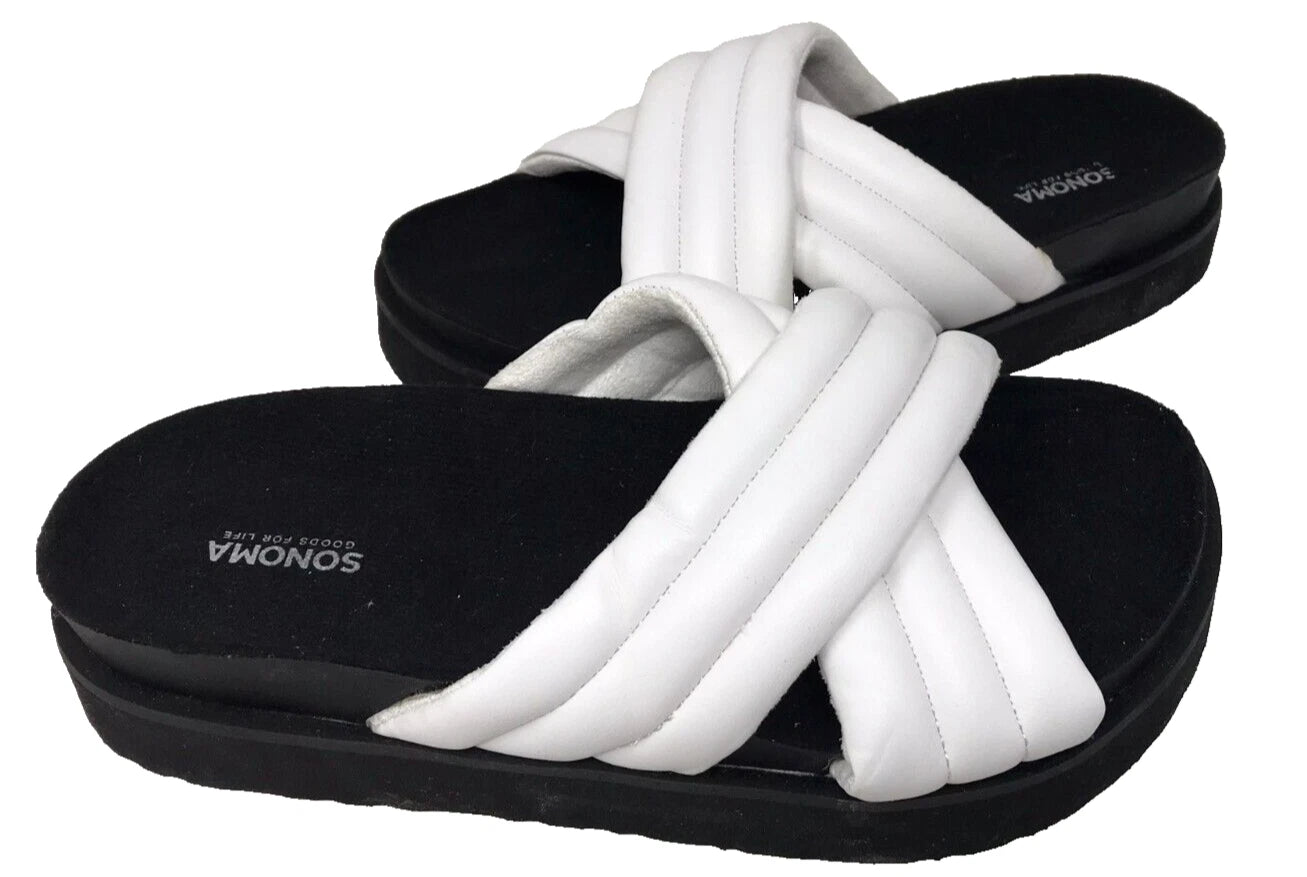Sonoma Women's Fusilli Platform Slip On Comfort Slides Sandals Wht Size:7 200R