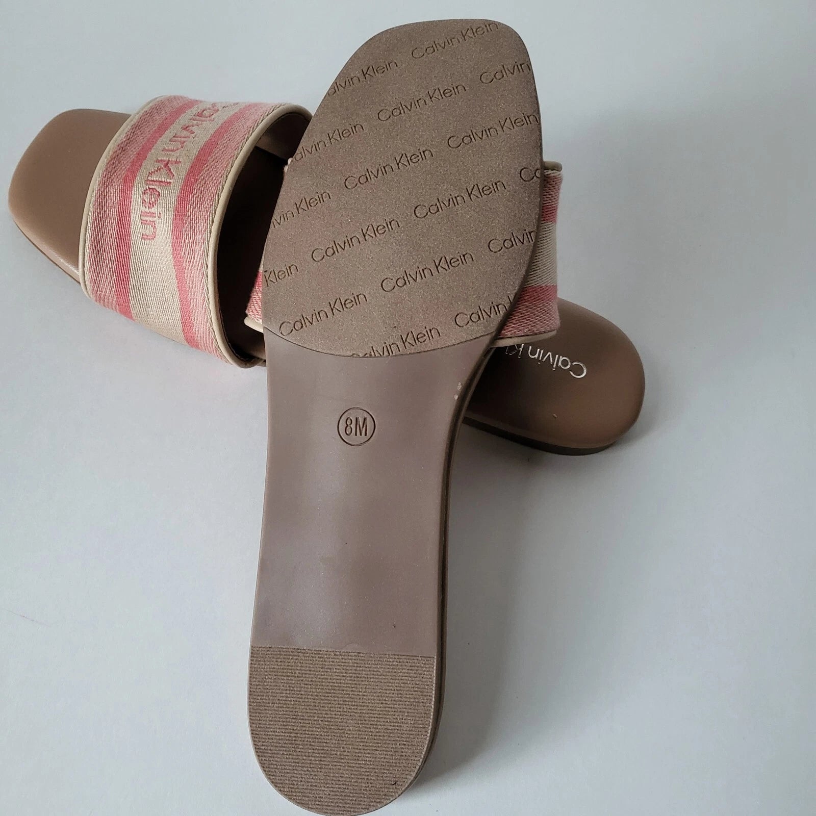 Calvin Klein womens sandals Signature logo Slides Size 8 Pink