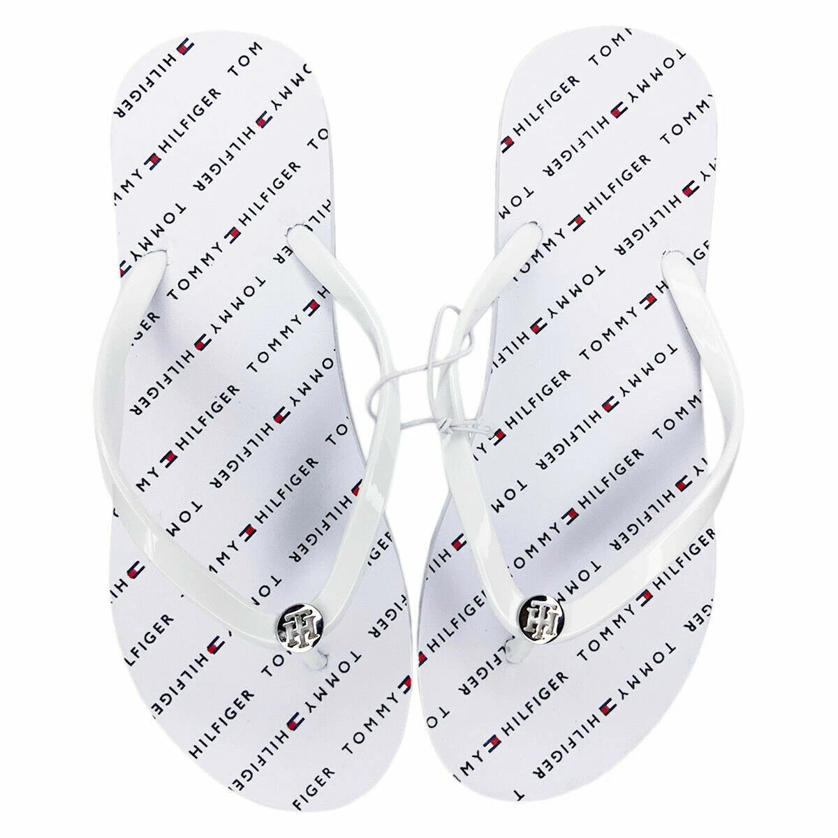 NWT TOMMY HILFIGER AUTHENTIC BRYAR WOMEN'S WHITE SANDALS FLIP FLOPS SIZE 10