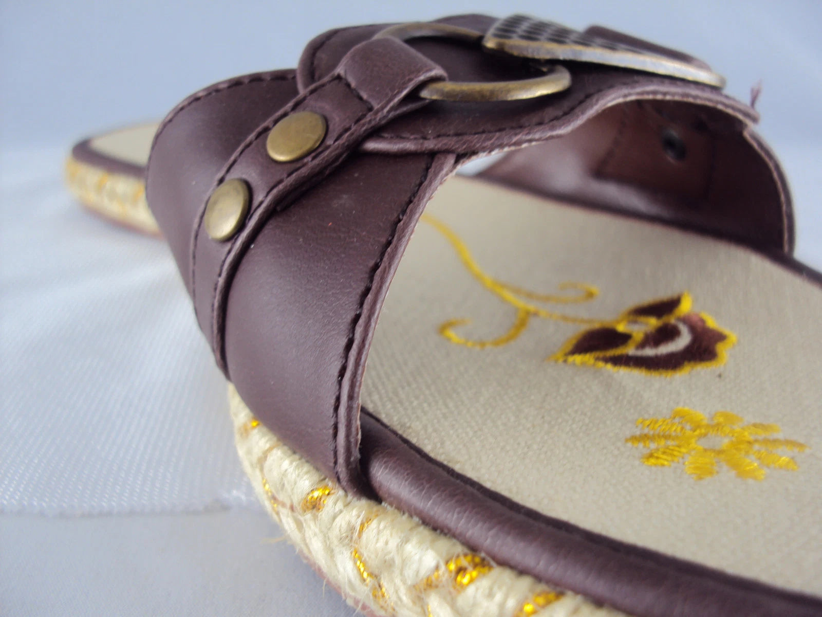 Women's Buckle Slide Sandal, Easy USA Style #S7817, Dark Brown NEW