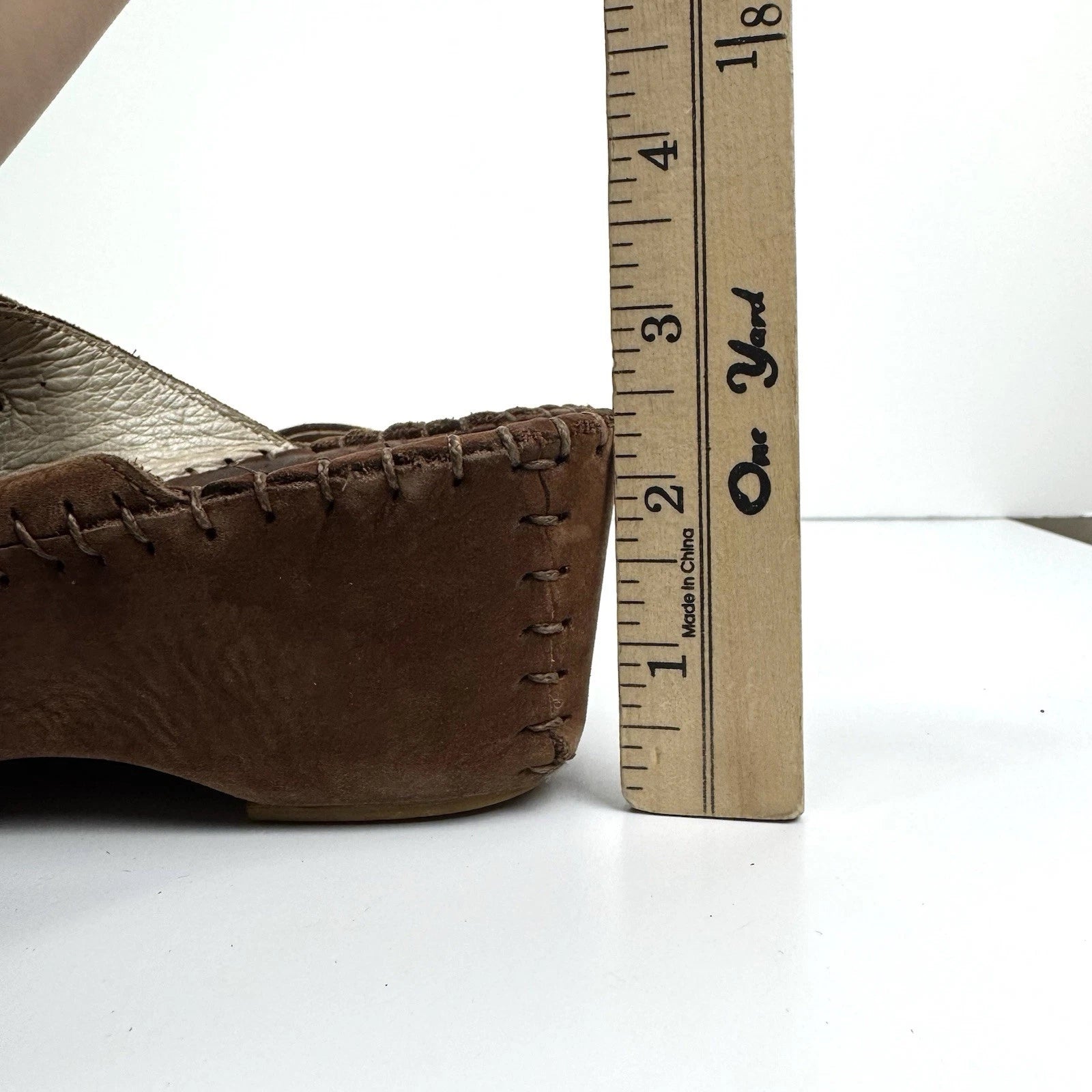 La Plume Italian Brown Leather Slide Sandals Shoes Women's Size 39 US 8.5-9 Boho