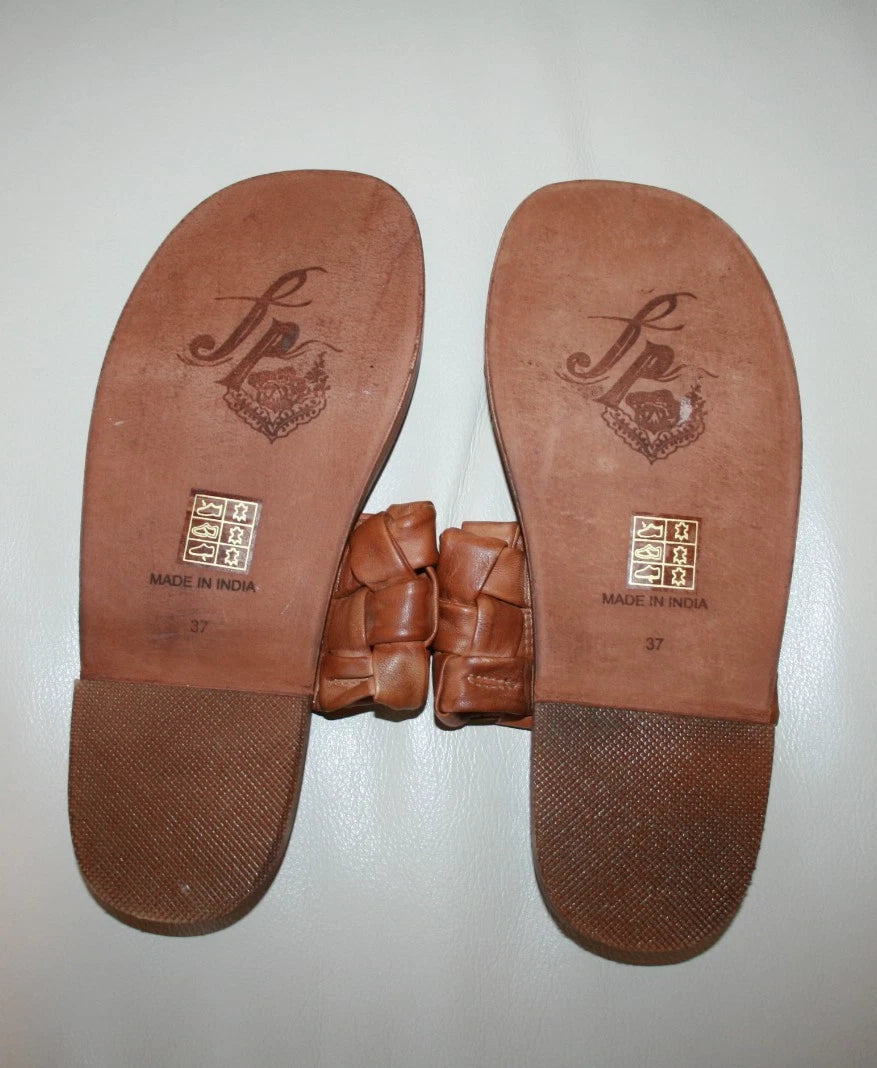 NEW  Free People Winding River Leather Slip On Slide Sandal  sz 37