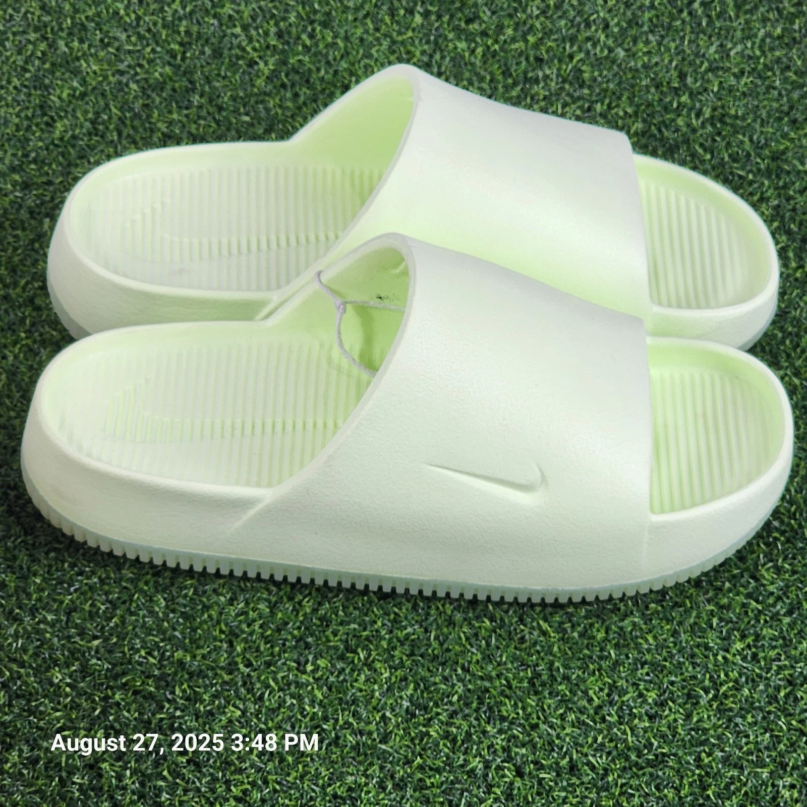 Nike Calm Slide Women's Size 8 Lightweight Active Slides Sandals Yellow Green