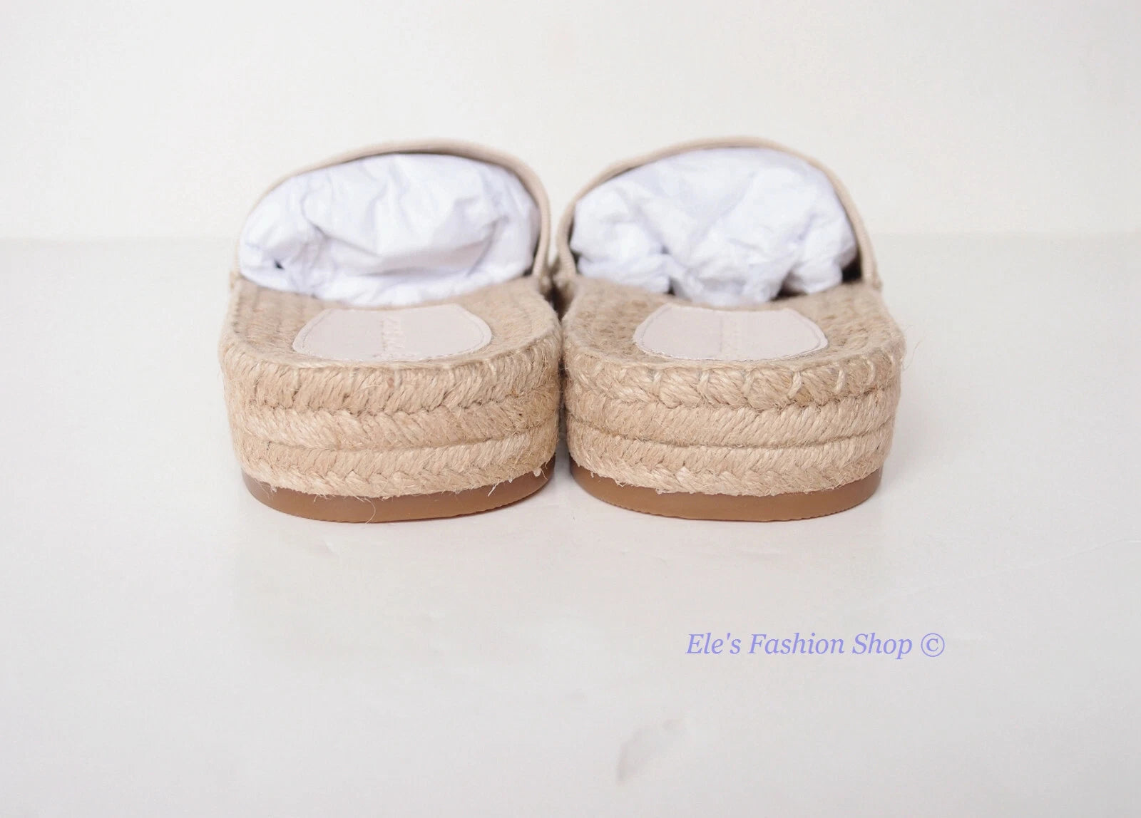 NIB Tory Burch Logo Woven Ribbon Espadrille Slide Slipper CREAM US 8 AUTHENTIC