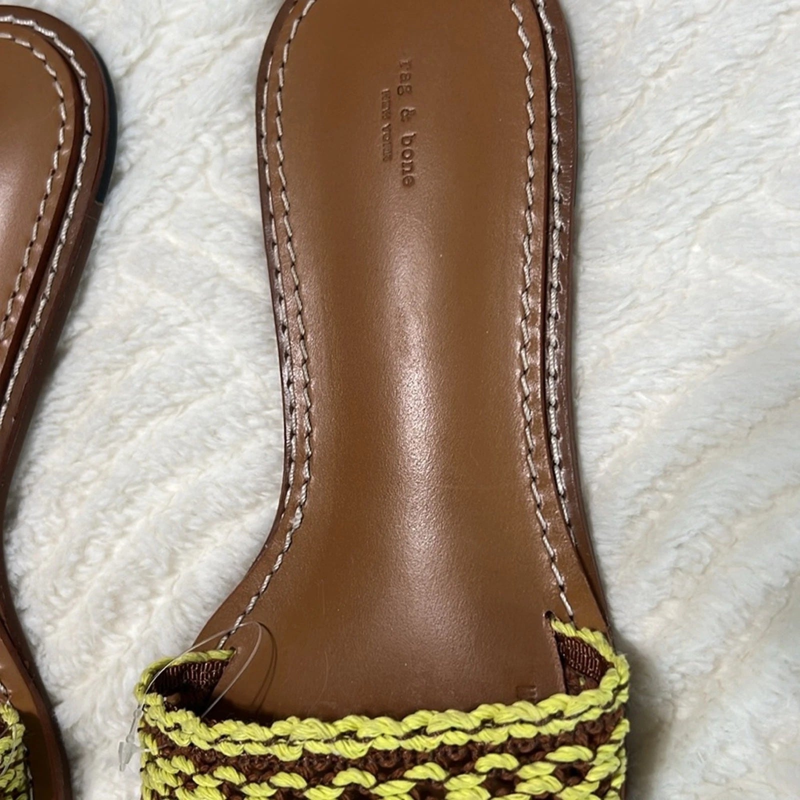 Rag & Bone Melrose Woven Slides Sz 40 in Limelight New,Leather,Resort Style