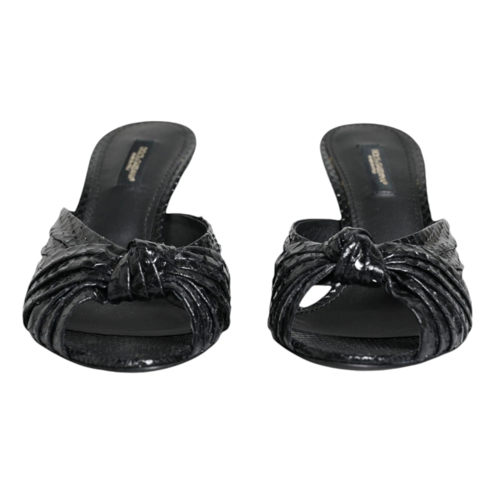DOLCE & GABBANA Shoes Black Leather Heels Slides Sandals EU36.5 / US6 1200usd