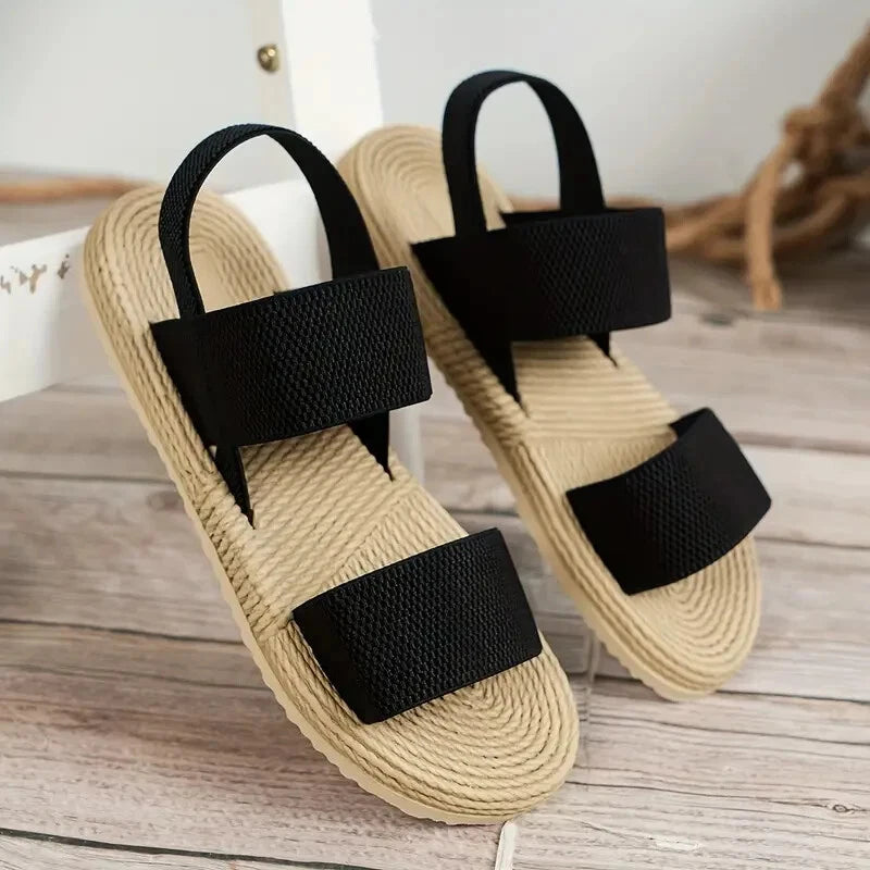 Women'S Fashionable Black Slide Sandals with Heel Strap - Lightweight, Size 8