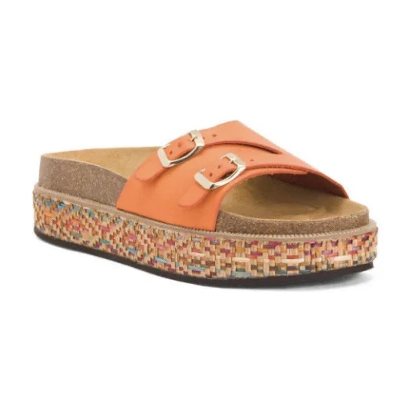New FREE PEOPLE Caravelle Cork Footbed Platform Sandal 8.5 Boho Shoes Tiger Lily