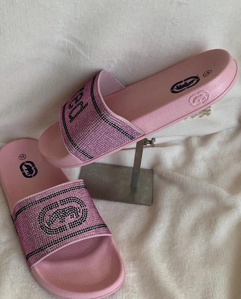 Women’s Slides Size 11 Ecko Rhino Brand Pink Blush Style ELVA -63L shiny logo