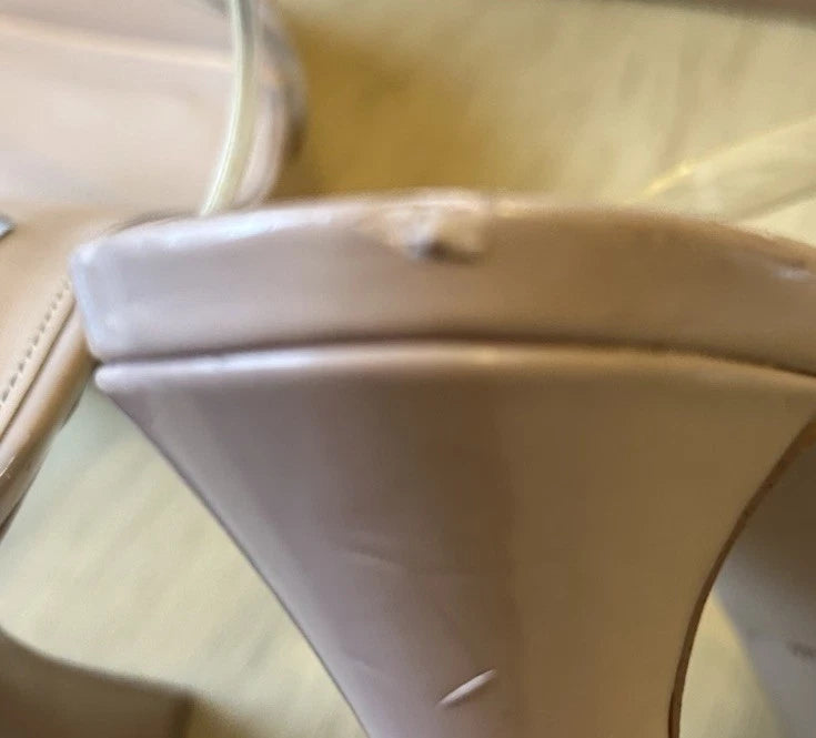 VTG Steve Madden Platforms Y2K Style Clear Nude Heels Chunky Retro Zayne Size 7