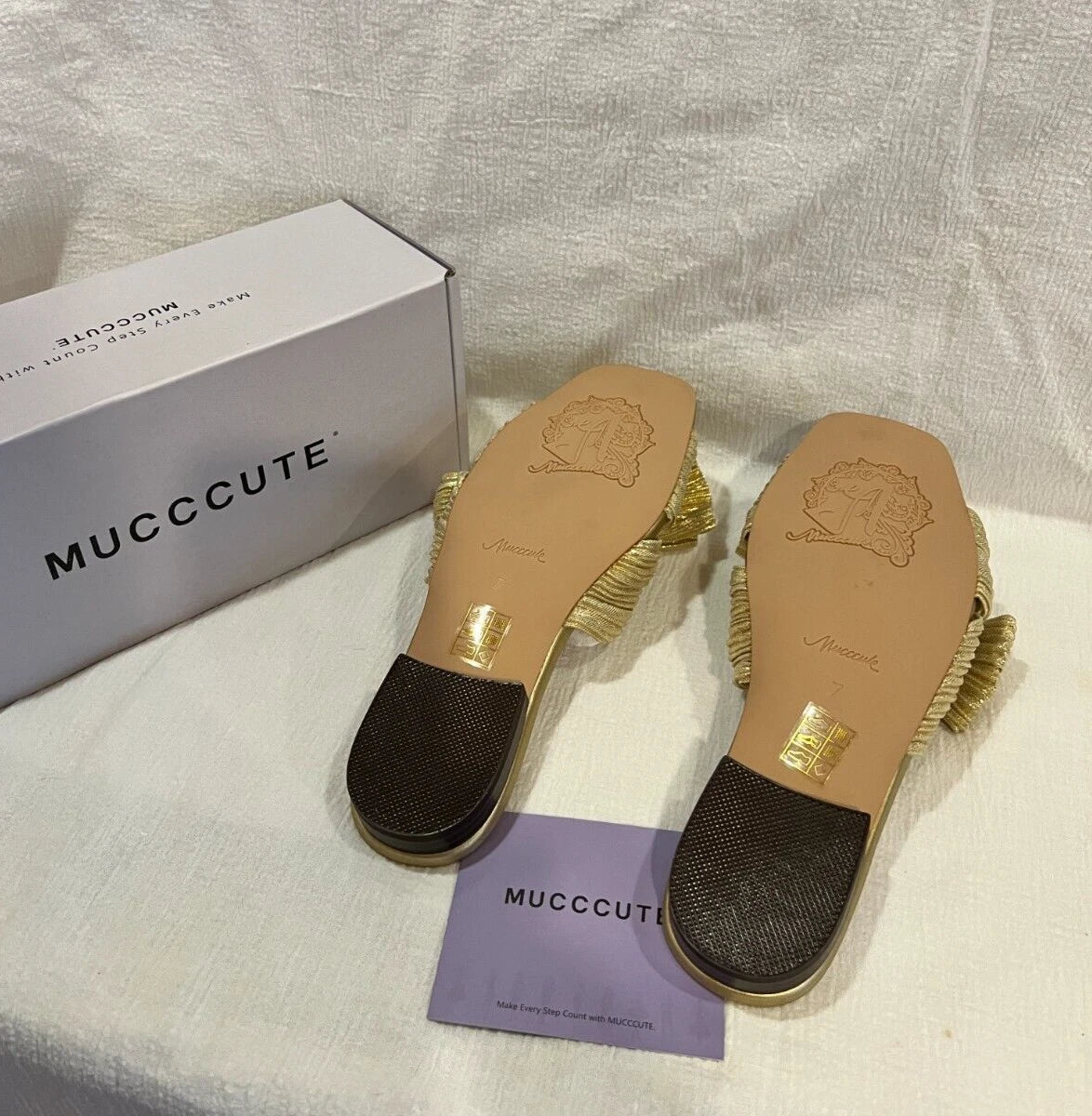 Women's Bow Flat Sandals Square Open Toe Fashion Slip on Sandals Size 7 MUCCCUTE