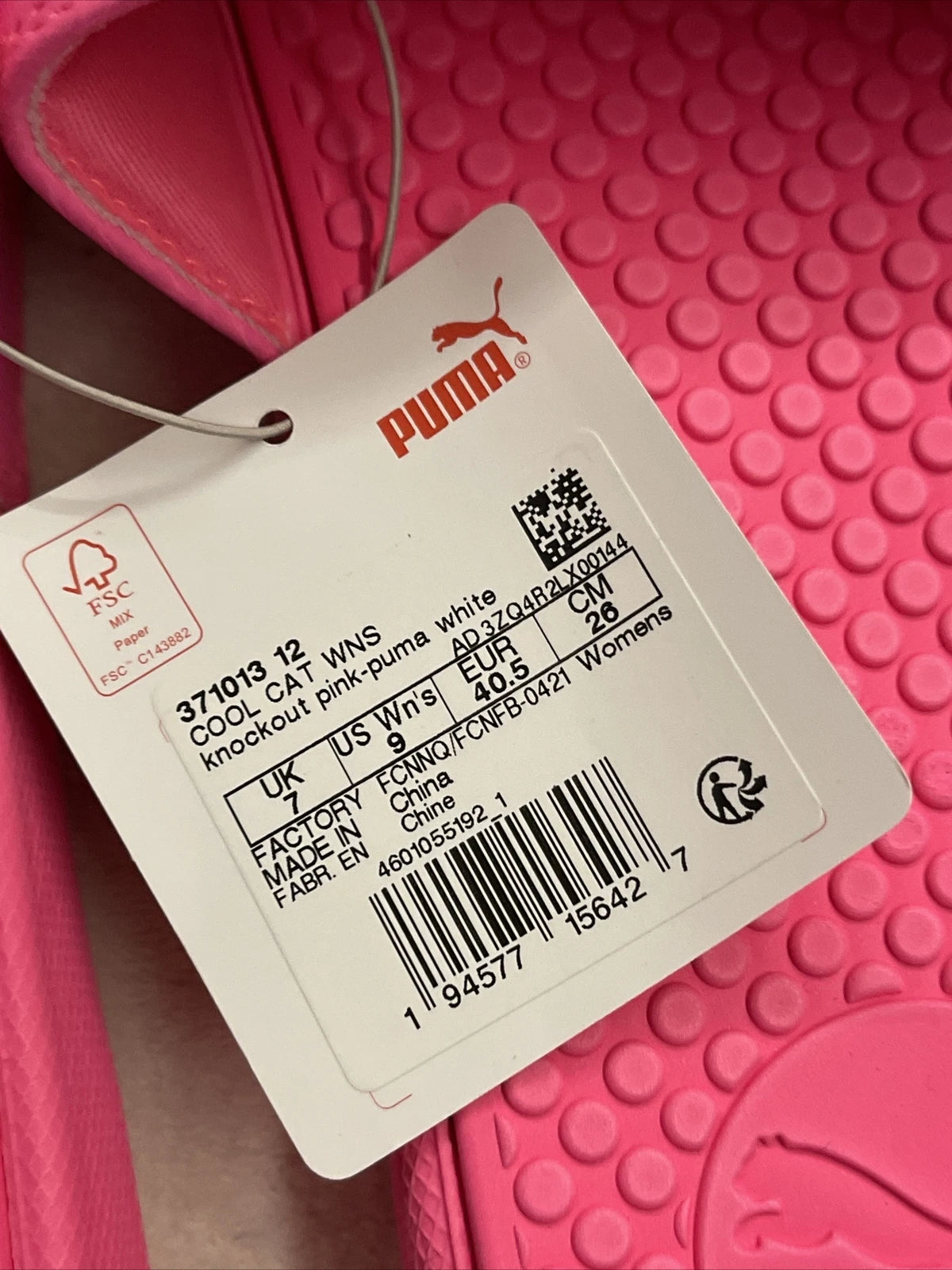 Women’s Slides Size 9 PUMA Cool Cat Knockout Style: 371013-12 Pink White