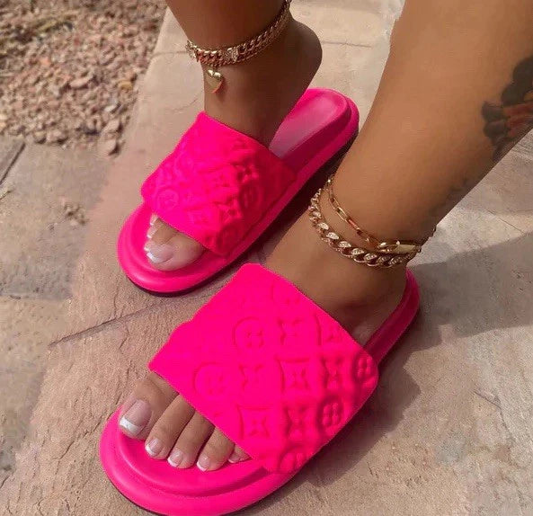 WOMEN’S SUMMER FLATFORM STRAP SLIDE SANDALS | FASHION SLIP-ON SHOES SIZES 5 - 10