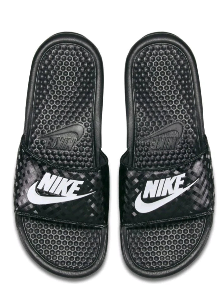 Nike Benassi Jdi Black White 343881-011 Women's # 5 Slide Sandals Gloss Fashion