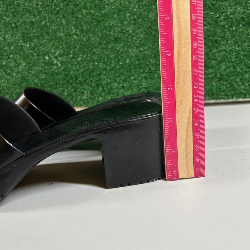 Steve Madden Harlin Platform Sandals Block Heel Slide On Mule Black Womens 7M