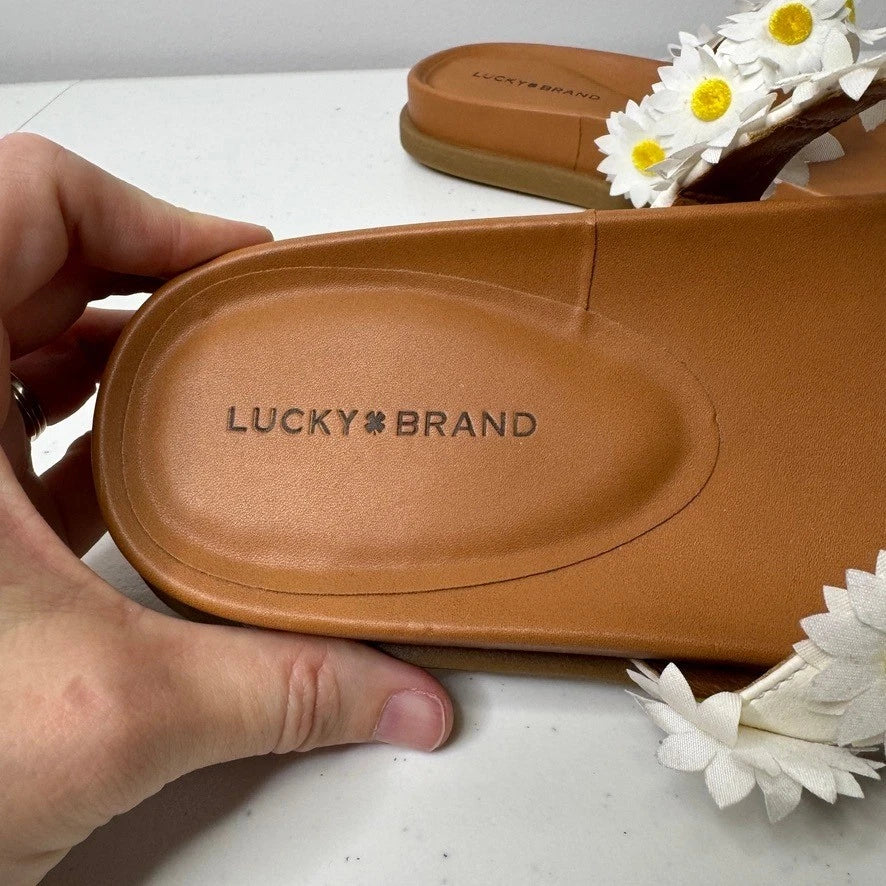 Lucky Brand Pallyon Daisy Flower Slide Sandals Womens Size 10 Floral Boho Casual