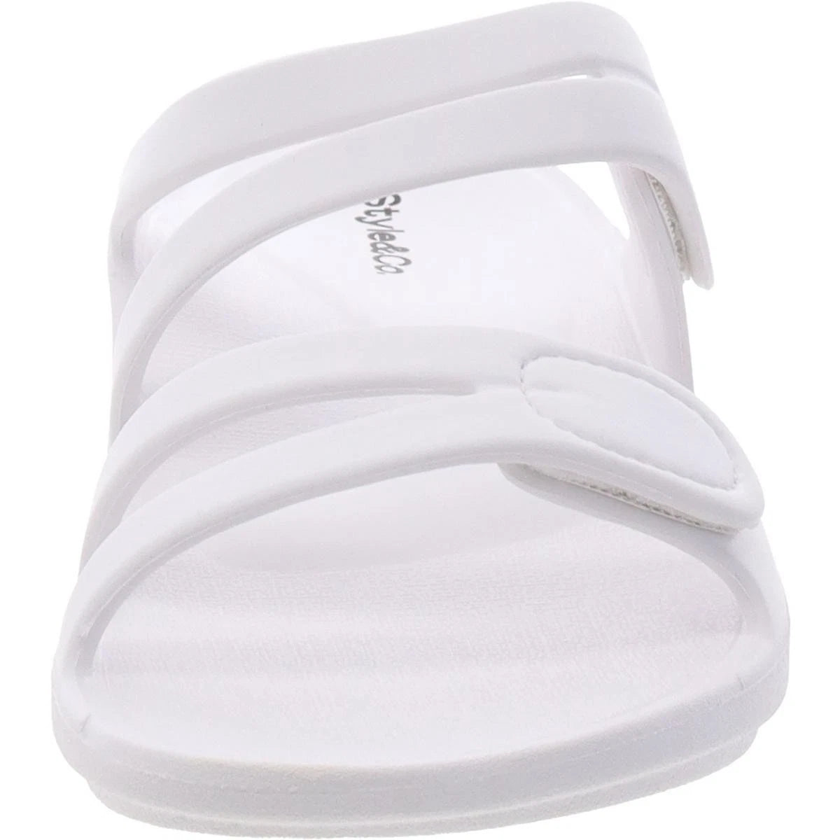 Style & Co. Womens Jessaa White Strappy Slide Sandals 10 Medium (B,M) BHFO 0257