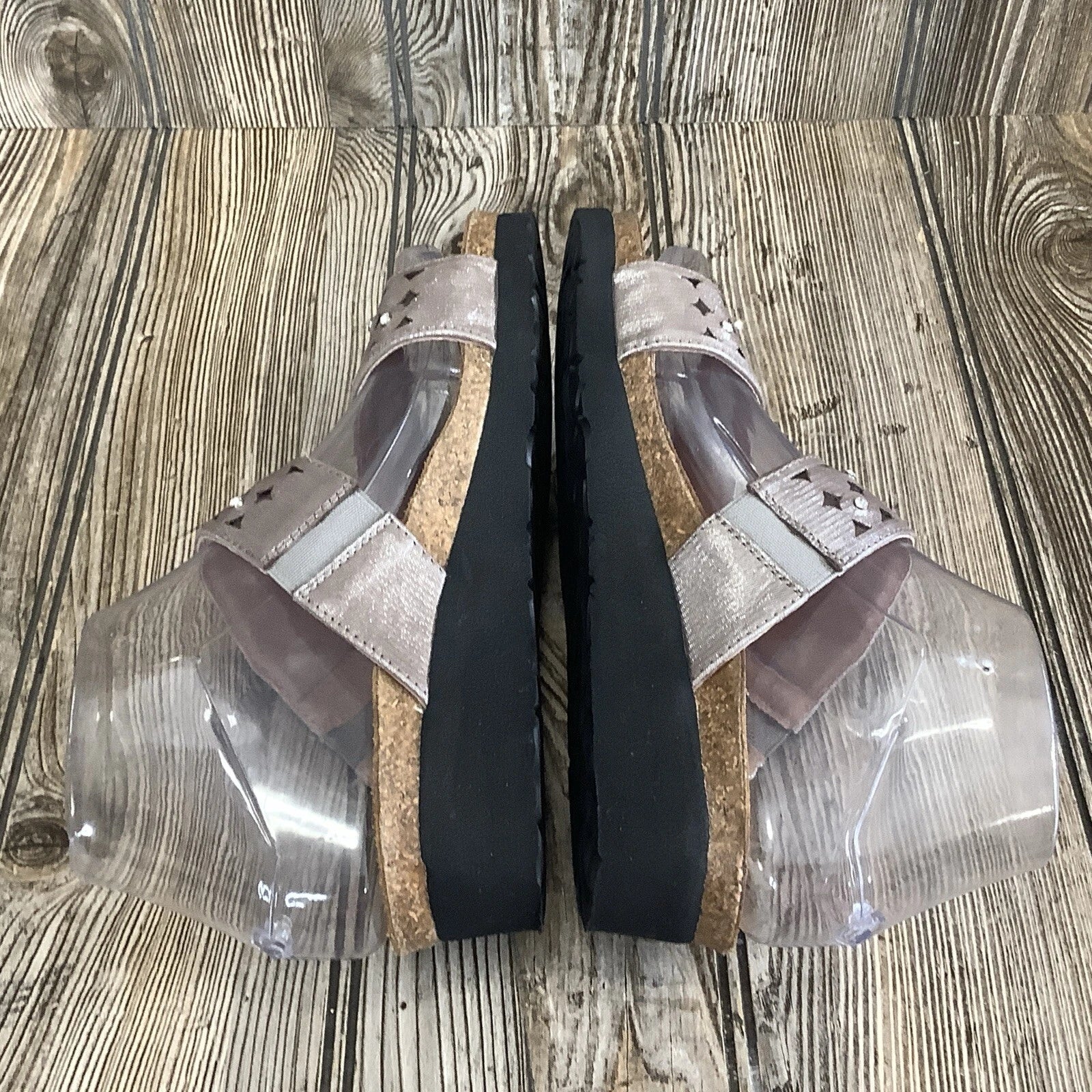 Naot Womens Size 36-5 US Susan Wedge Slide Sandals Metallic Rhinestones Leather