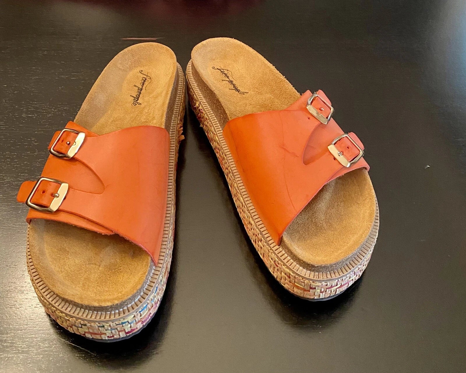 New FREE PEOPLE Caravelle Cork Footbed Platform Sandal 8.5 Boho Shoes Tiger Lily