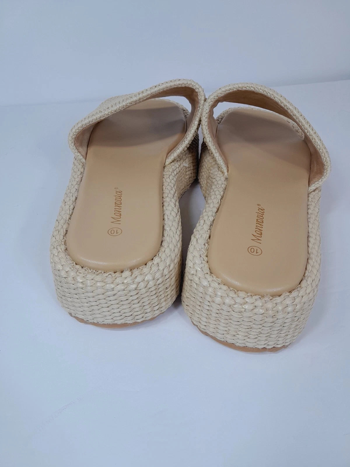 Platform Sandals Raffia Espadrilles Slip On Slides,  Summer Sz 10