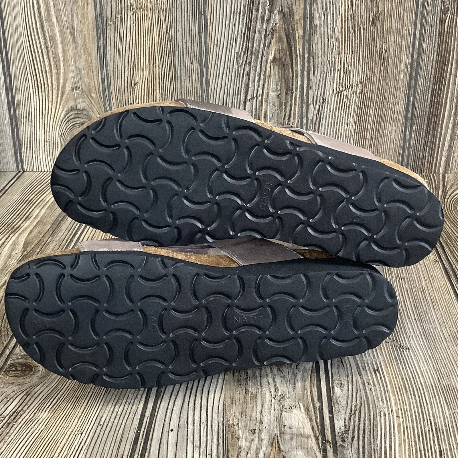 Naot Womens Size 36-5 US Susan Wedge Slide Sandals Metallic Rhinestones Leather