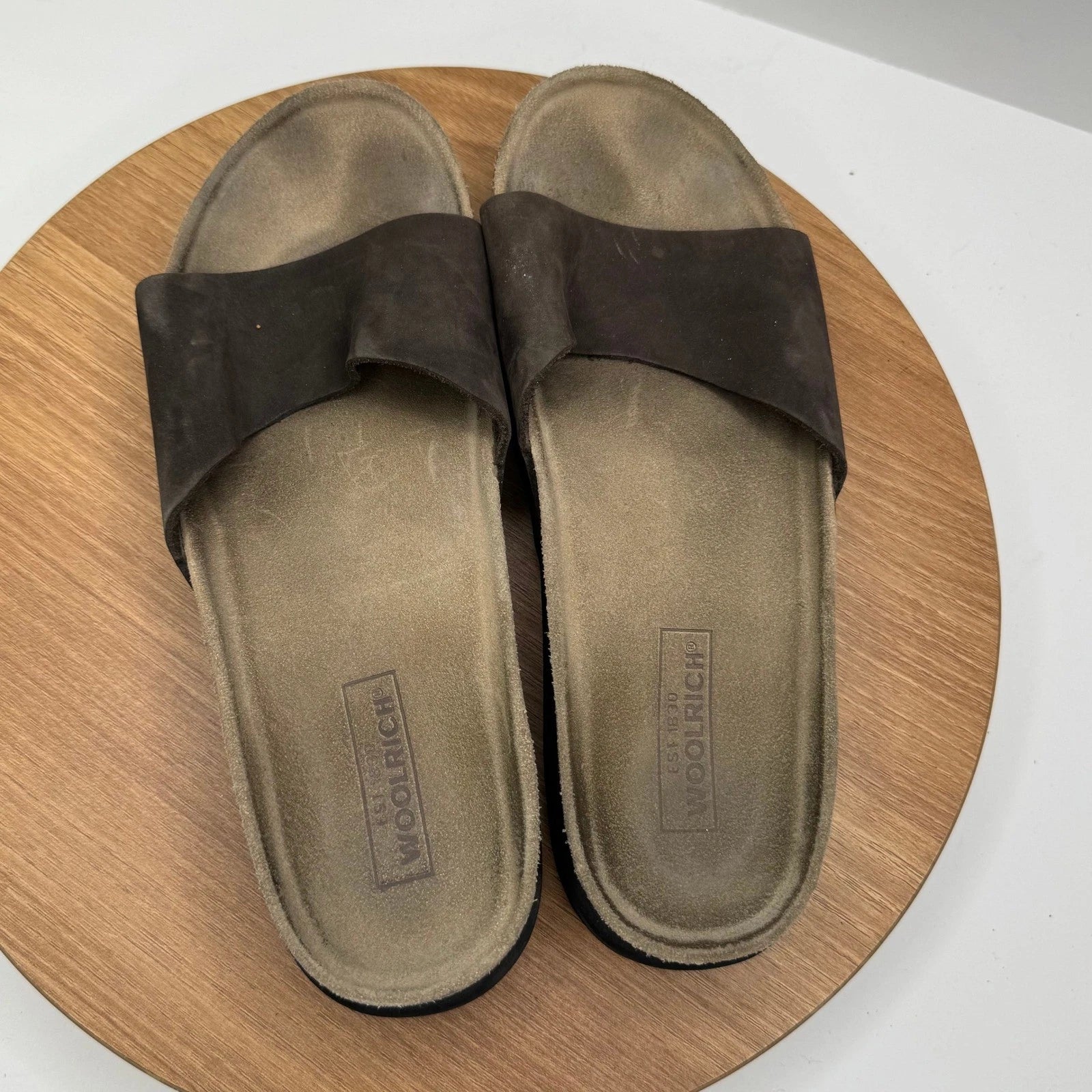 Woolrich Suede Leather Slides Sandals Comfort Corkcore Footbed Women Size 6.5