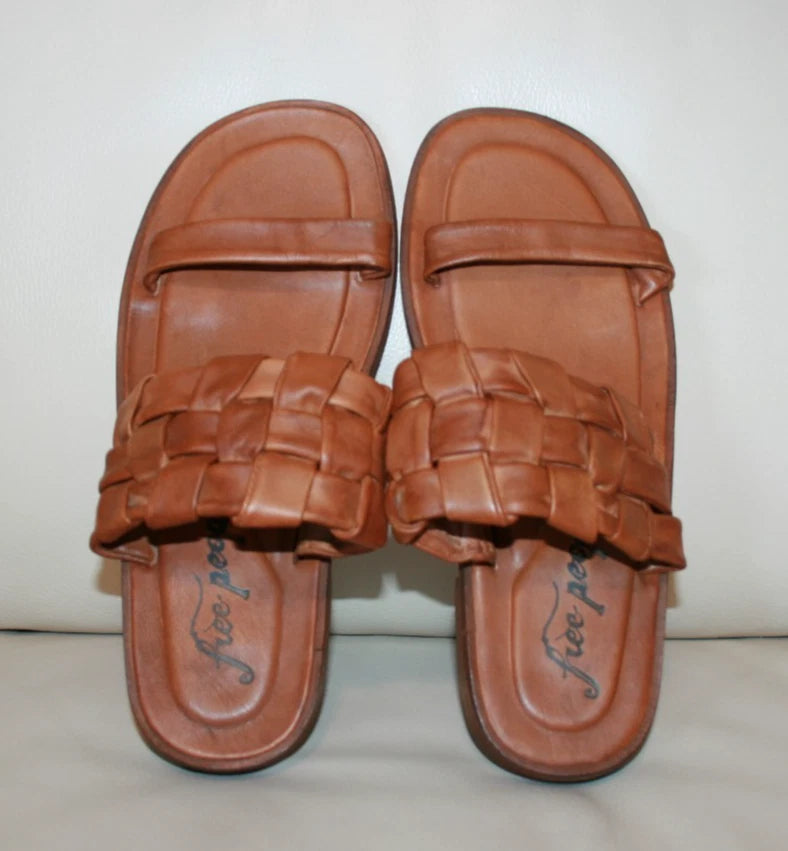NEW  Free People Winding River Leather Slip On Slide Sandal  sz 37