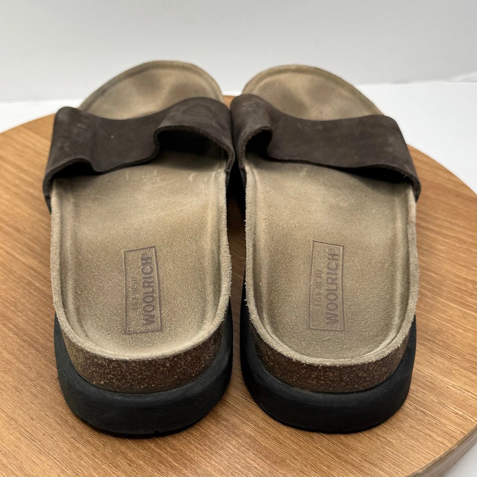 Woolrich Suede Leather Slides Sandals Comfort Corkcore Footbed Women Size 6.5