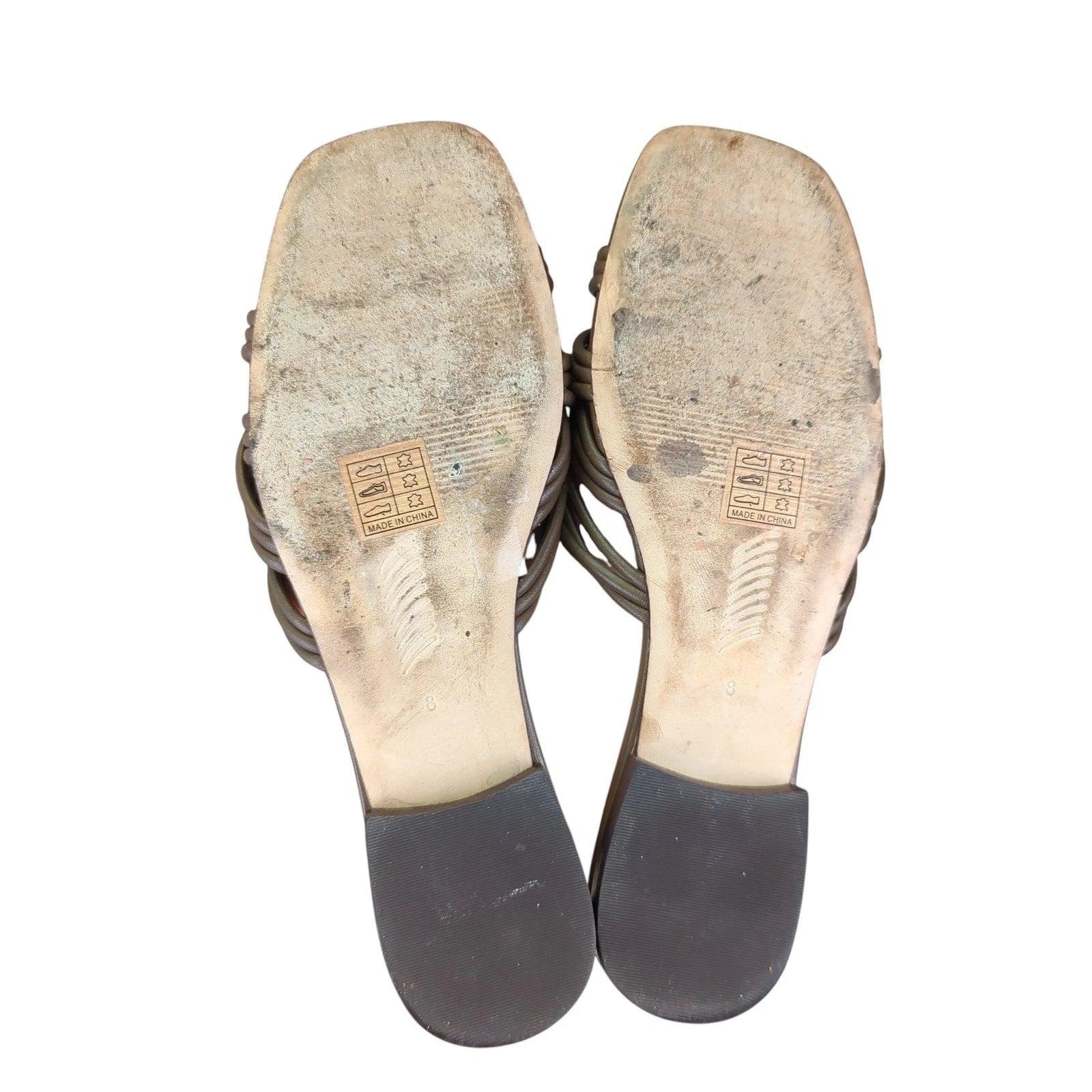 Paige Dina Slide Sandal Womens 8 Brown Leather Square Toe Criss Cross Strappy