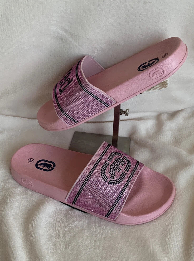 Women’s Slides Size 11 Ecko Rhino Brand Pink Blush Style ELVA -63L shiny logo