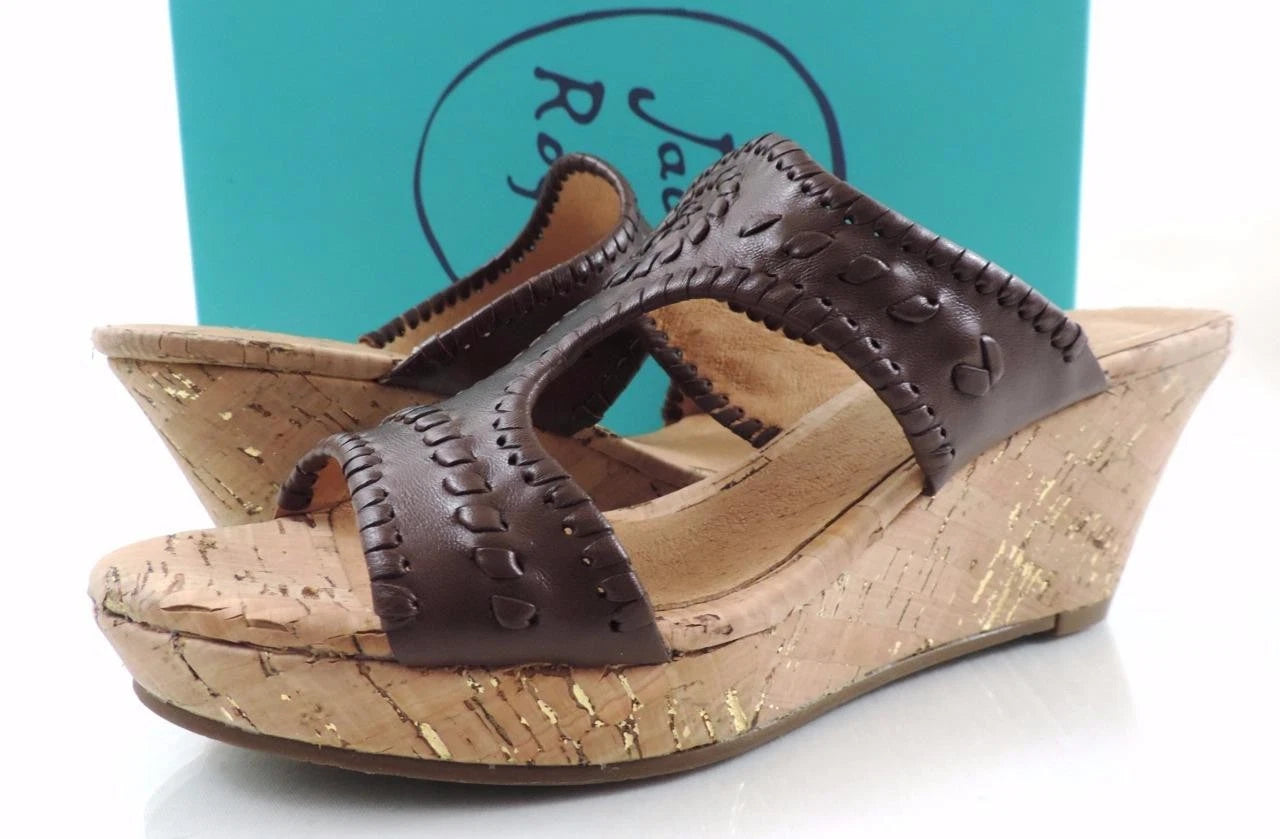 Women's Shoes Jack Rogers Emilia Slide Wedge Sandals Cork Chestnut Brown Size 9