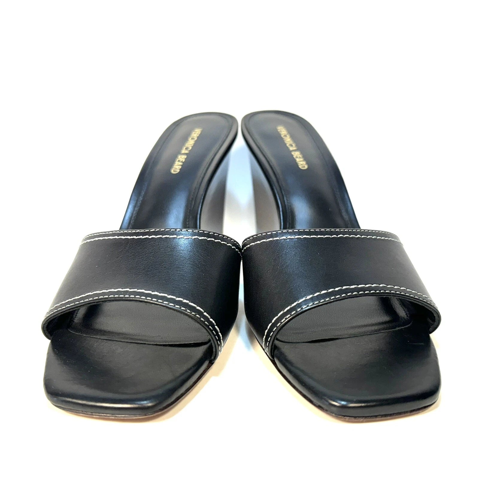 VERONICA BEARD Ellen Leather Wedge Slip On Sandals Black (MSRP $350)