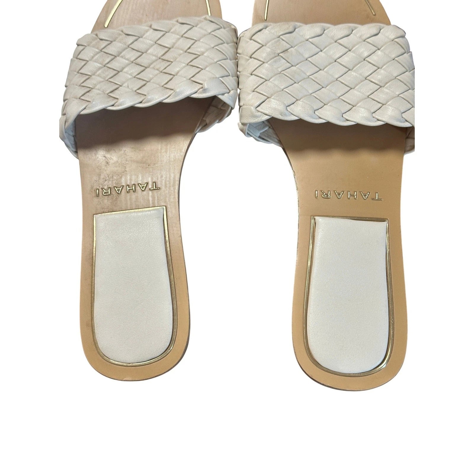 Tahari White Woven Slide Sandals Women's Size 10 Casual Summer Slip-On Shoes