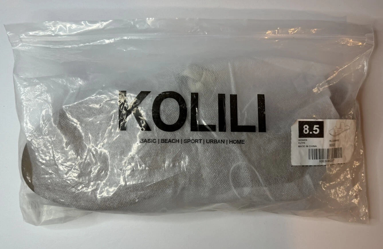 KOLILI Womens Flat Slide Sandals, Summer Fashion Comfy Style - Size 8.5 - Beige