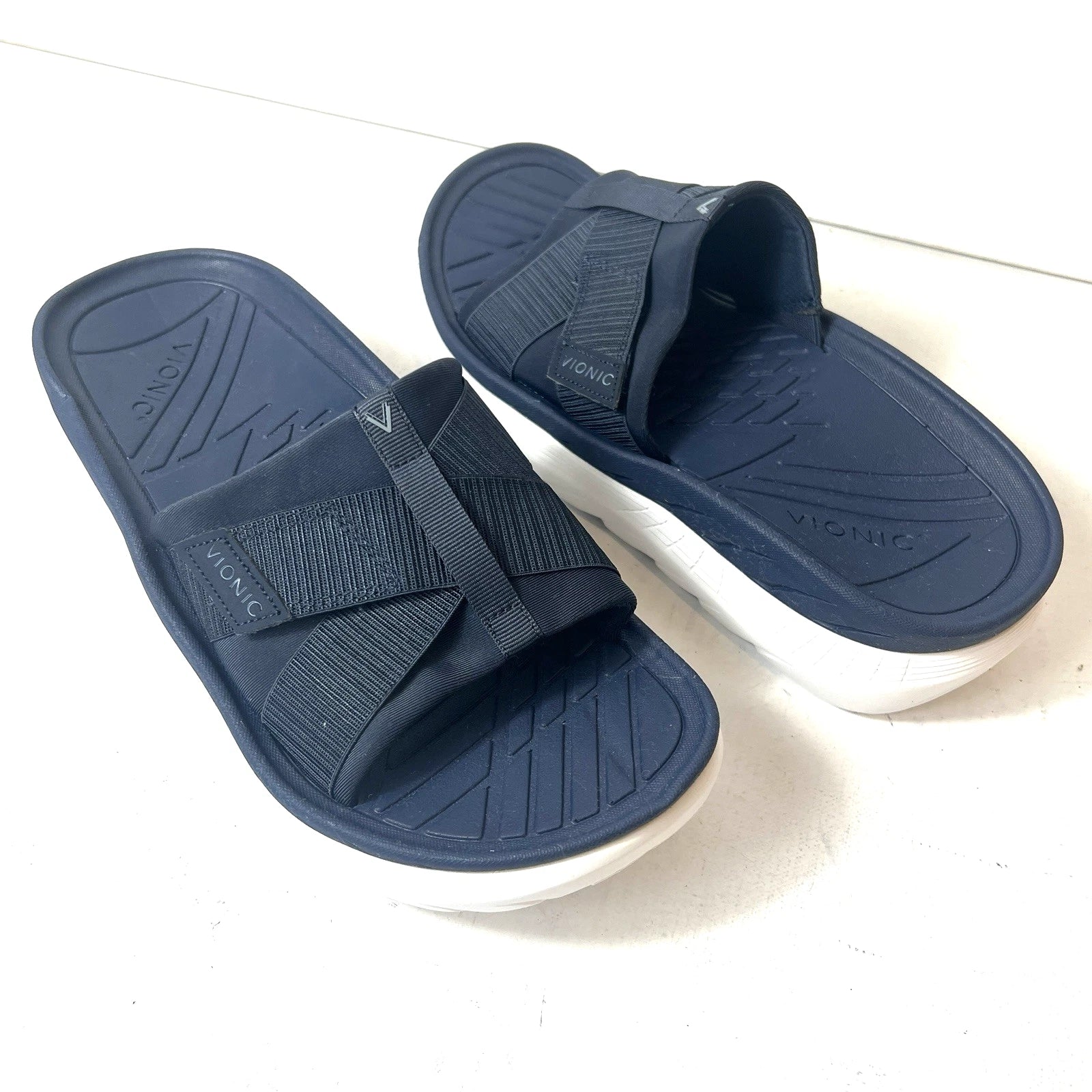 Vionic Slides Womens 10 Chunky Slip On Summer Sandal Blue Synthetic Mens 8.5 New