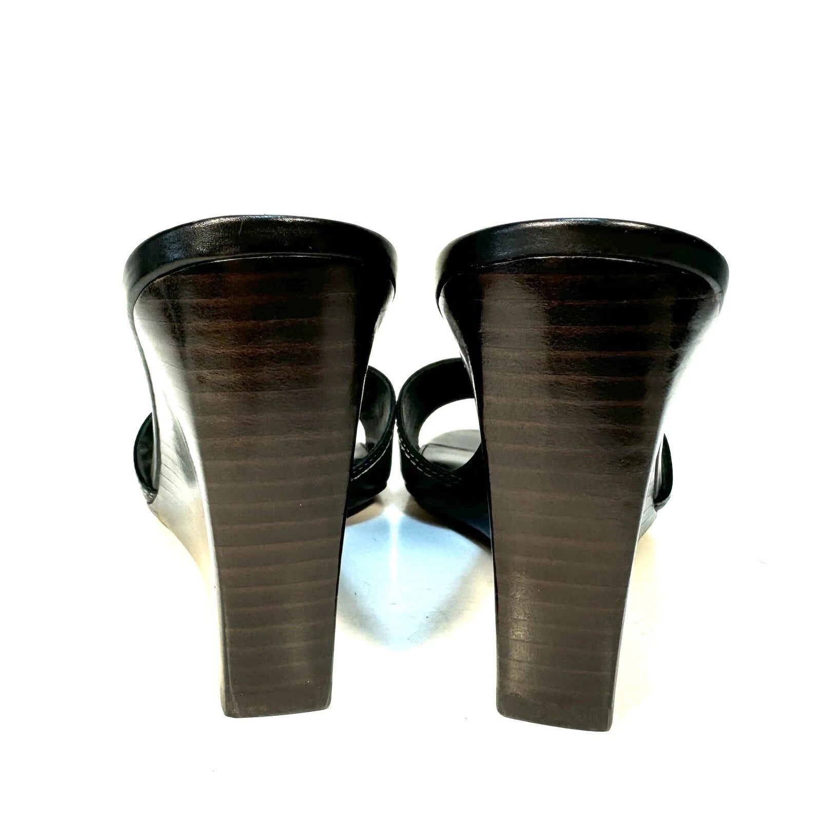 VERONICA BEARD Ellen Leather Wedge Slip On Sandals Black (MSRP $350)