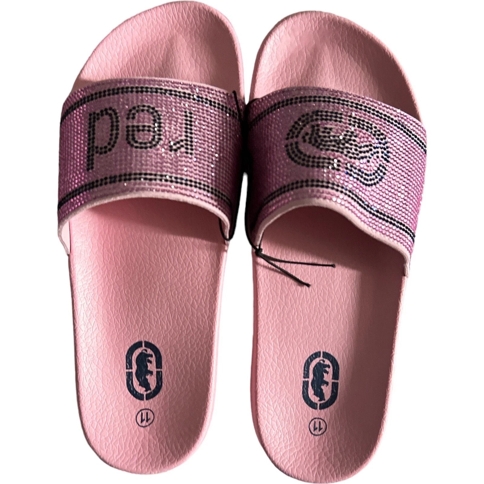 Women’s Slides Size 11 Ecko Rhino Brand Pink Blush Style ELVA -63L shiny logo