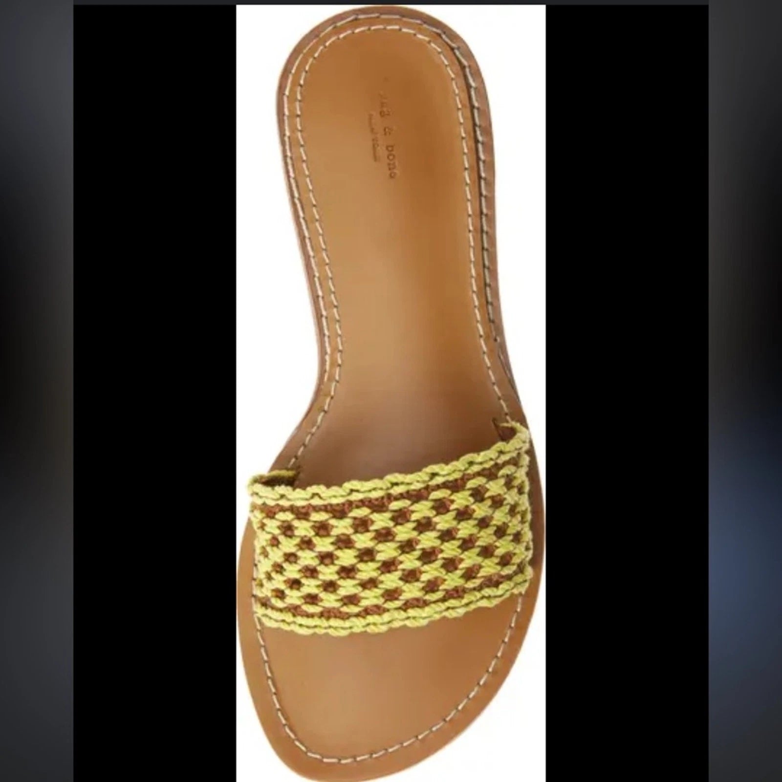 Rag & Bone Melrose Woven Slides Sz 40 in Limelight New,Leather,Resort Style
