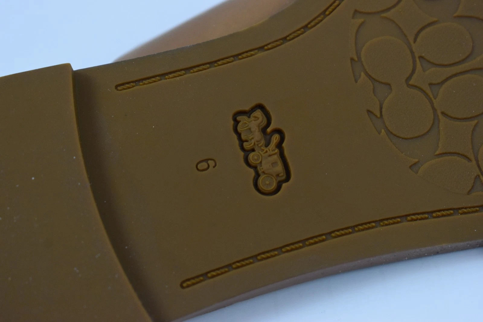 New Coach Sz 6 Slip On Sandals Leather Slides Brown Cognac Toe Loop Flats Buckle