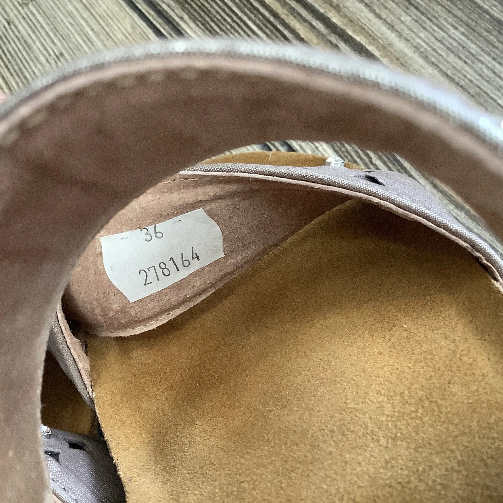 Naot Womens Size 36-5 US Susan Wedge Slide Sandals Metallic Rhinestones Leather